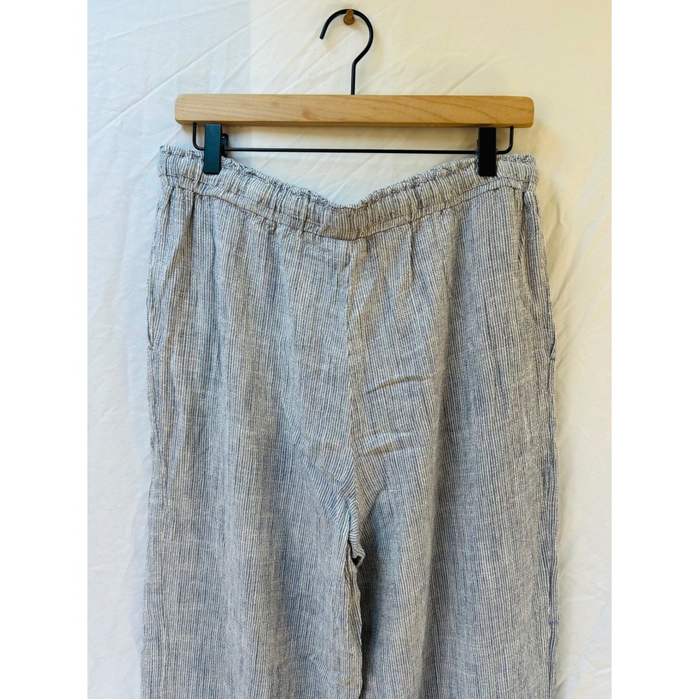 Splendia Collection Women's Striped Linen Blend Wide Leg Crop Pants Lage - Picture 4 of 9